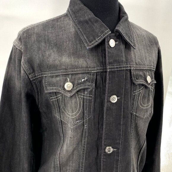NWT True Religion Denim Jacket Jimmy 1971 Western Mens XXL Black Jeans MSRP $382 - Picture 4 of 16